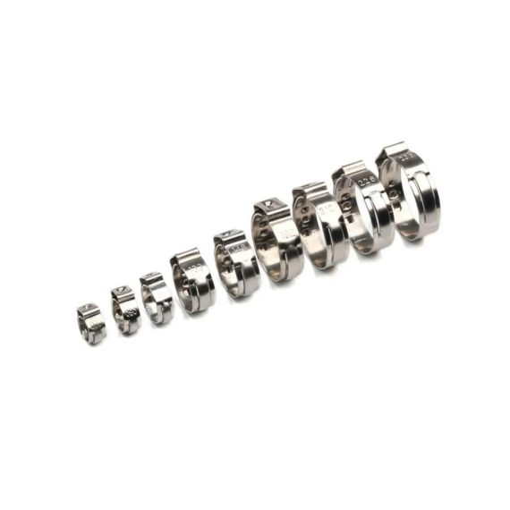 130 Stufenlose Einzelohr-Schlauchschellen aus 304 Edelstahl + Klemmzange | Rohrschellen-Set für Schläuche 7–21mm | Cinch-Klemmringe inklusive