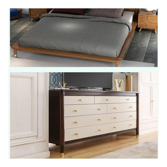 Massivholz Möbelfüße 4er Set - Schräg Konisch Holz Tischbeine für Sofa Bett Schrank - Inklusive Gold Messing Abdeckung Montageplatten & Schrauben - Natürliche Farbe 18cm / 7.08in