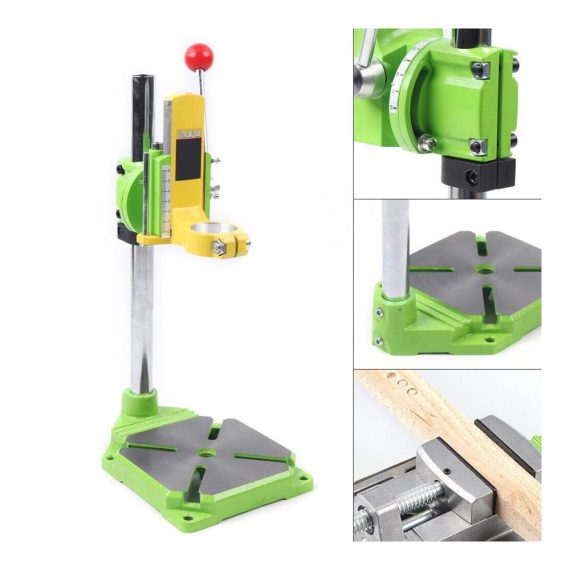 Tischbohrmaschine mit 49cm Bohrmaschinenständer und Schraubstock - Profi Bohrständer 90° drehbar verstellbar und stabil für verschiedene Modelle