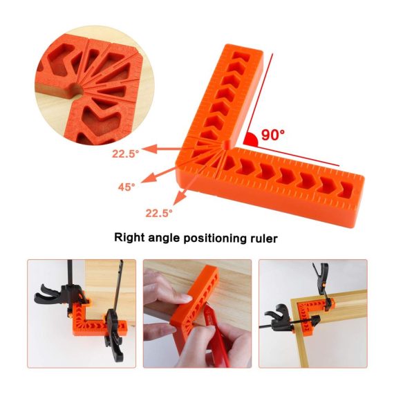 6 Stück Winkelspanner Set - Rechtwinklig Clip Positionierungsquadrate 90 Grad 4 Zoll F-förmige Stangenklemmen für Holzbearbeitung und DIY-Projekte