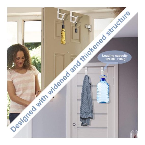4er-Pack Hochfeste ABS-Türhaken - Doppelhaken-Design für Wohnzimmer Badezimmer & Schlafzimmer - Platzsparender Organizer für Kleidung Mäntel & Taschen (Schwarz