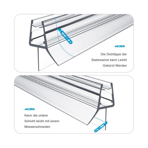 Duschdichtung 80cm - Ersatzdichtung für Duschtür (4-6mm Glasstärken) | Wasserabweiser Dichtung für Duschkabinen & Glastüren