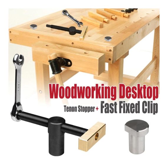 2er Set Edelstahl Schraubzwingen für Werkbank - 20mm Tischklemmen mit Niederhalter für präzise Holzbearbeitung und Tischhobel robuste Bankhaken für sicheres Arbeiten