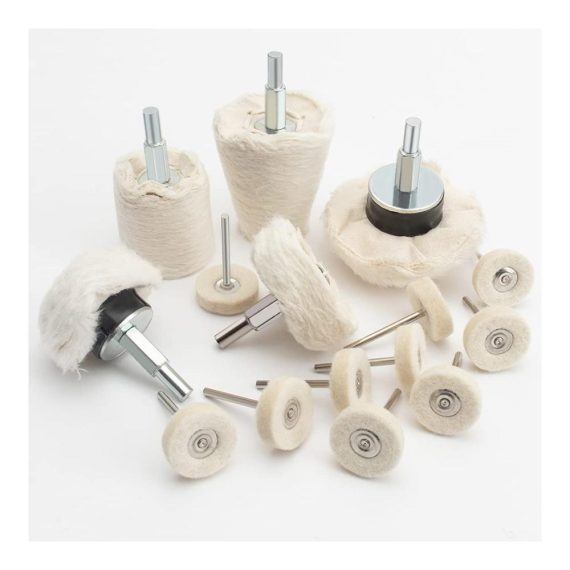 Polierpads Set für Bohrmaschine - 15-teiliger Polieraufsatz Satz inklusive Bürsten Polierkegel Polishing Pads - Ideal für Manifold Aluminium Edelstahl Chrom - Hochwertiges Polier Wheel Kit