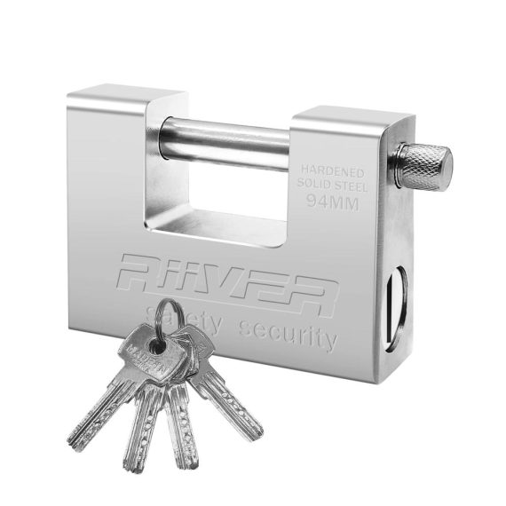 WAIZHIUA Heavy Duty Vorhängeschloss - Sicheres Rechteckiges Container-Schloss aus Gehärtetem Edelstahl (94mm) - Inklusive 4 Schlüssel für Garage Container Lager und Schuppen