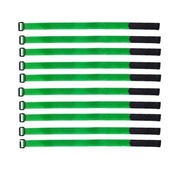 10er Pack Kabelbinder 2 cm x 30 cm Nylon mit umgekehrter Schnalle magischer Hakenschleifen-Verschluss grün selbstklebende Linie