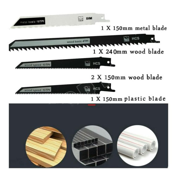 Elektro Säbelsäge 900W - Profi Tigersäge für Holz & Metall inkl. 5 Sägeblätter variable Geschwindigkeit 2800RPM