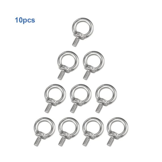 Edelstahl Augenbolzen M8 - Ringschrauben Set (10 Stück) | Runde Ösenschrauben Ringbolzen Augbolzen | Metrisch 304 Edelstahl Hardware | Korrosionsbeständige Ringösen