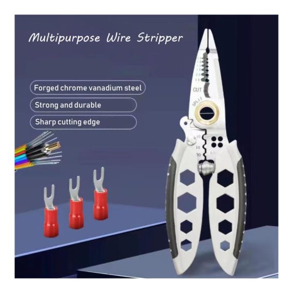7-Inch Multi-Purpose Wire Stripper & Crimper Tool - Heavy Duty Electrical Stripping Cutting and Crimping - Professional 4-in-1 Gift Tool for Wires