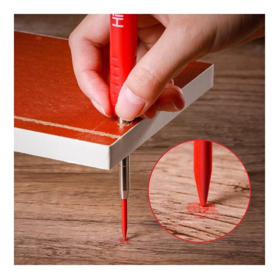 Zimmermannsbleistift Set mit Integriertem Spitzer - 4er Pack Holzbearbeitung Tiefloch Schreiber Werkzeuge in Schwarz Grün Rot Orange inklusive 24 Minen