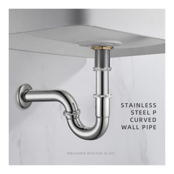 Antikes P-Trap Siphon Waschbecken Abflussrohr Set - Flexibles Rohr Badezimmer-Waschtisch-Flaschenfalle Pop-Up-Filter-Stopper mit Ventil