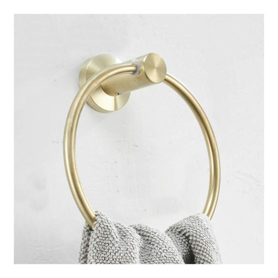 Goldener Handtuchring aus gebürstetem Edelstahl für Bad und Küche - Wandmontage ohne Bohren eleganter Handtuchhalter für Dusche und Gäste-WC