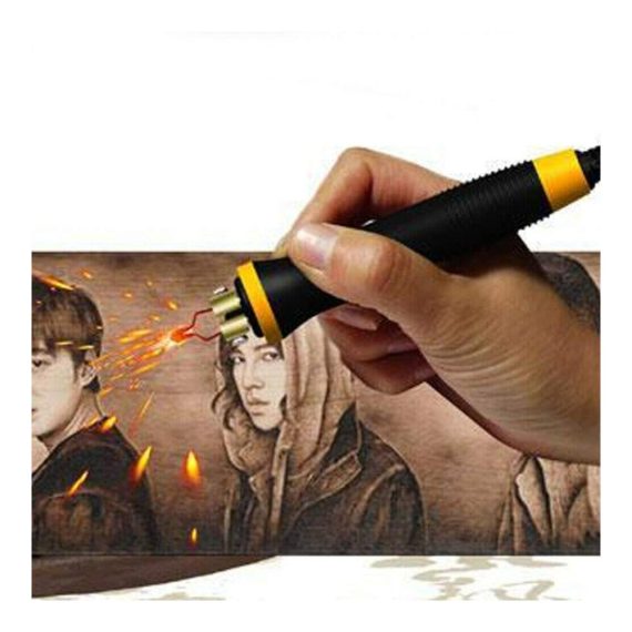 Holzbrennwerkzeuge & Zubehör Profi Pyrographie Maschine Set 23tlg. | Tragbarer Brandmal-Kolben LH40-Z 220V | Inkl. Brennspitzen für Zeichnen Schreiben auf Holz Leder Kürbis