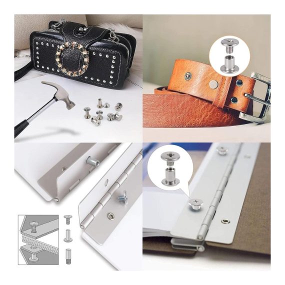 Edelstahl Rändelschrauben Set - 100 Stück | Chicago Schrauben für DIY Buchbinderei und Lederdekoration | Schraubnieten Gürtelbindung - Hochwertige Buchbindewerkzeuge