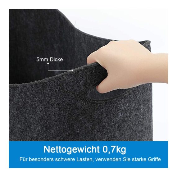Faltbarer Holzkorb mit Griffen für Kaminholz Filz Log und Kaminzubehör - Ideal für Holz Zeitungen Zeitschriften und Spielzeug