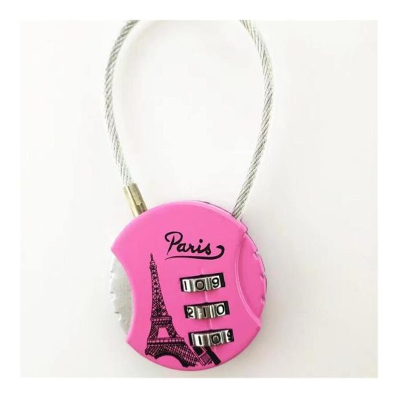 3-stelliges Zahlenschloss für Koffer und Gepäck – Metallcode-Schloss mit Mini-Codierte Schlüssel – Diebstahlsicherung für Schubladen und mehr (Pink-Paris