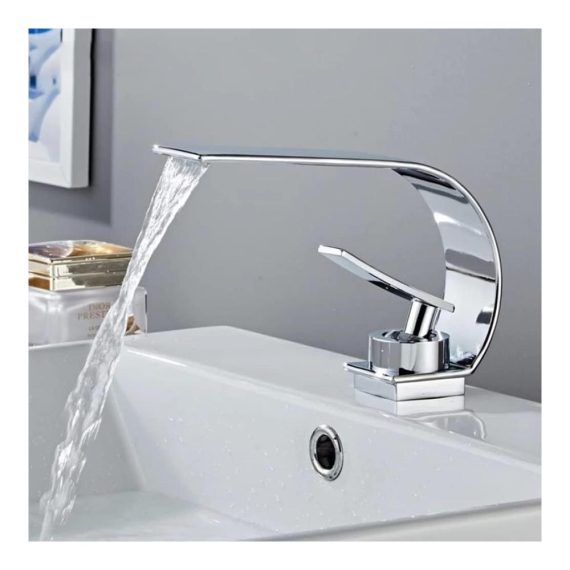 Badezimmer Einhebelmischer aus Messing mit Chrom-Finish - Kalt- und Warmwasser Waschtischarmatur inklusive Keramikventil