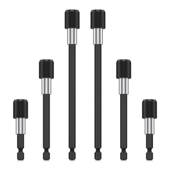 Magnetischer Chrom-Vanadium Bohrer-Verlängerungsset 6 Stück Schnellspanner 1/4 Zoll Sechskantschaft Schraubendreher-Bithalter Adapter für Schrauben Muttern Bohrer - Langlebiger Stahl-Extender