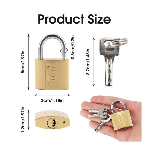Vorhängeschlösser-Set (30 mm 3 Stück) mit Schlüsseln für Koffer Reisetaschen Schränke - Messing Vorhängeschloss-Kit