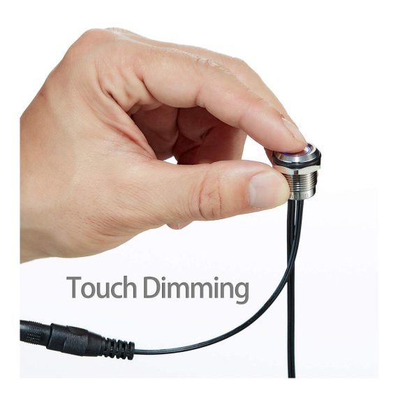 Dimmschalter mit Speicherfunktion und blauer LED DC12V/24V für 16mm Montageloch Silber segmentiert (1er Pack) - Onsinn Dimmschalter