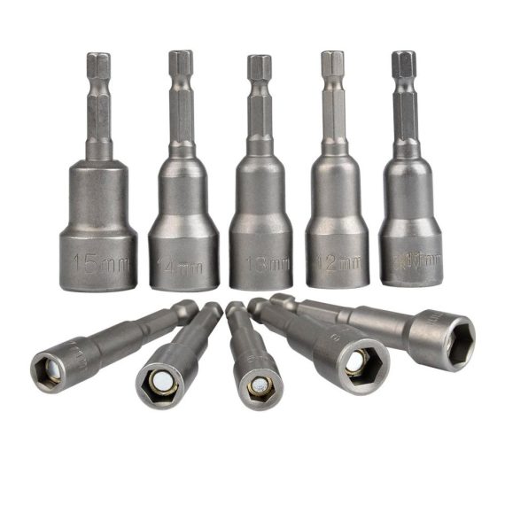 10-teiliges TIMESETL Bit-Treiberaufsatz-Set | Magnetischer Bitsatz für 1/4-Zoll Sechskant | Sechskant-Steckschlüsseladapter für 6-15mm | Präzises Stecknussadapter-Werkzeug