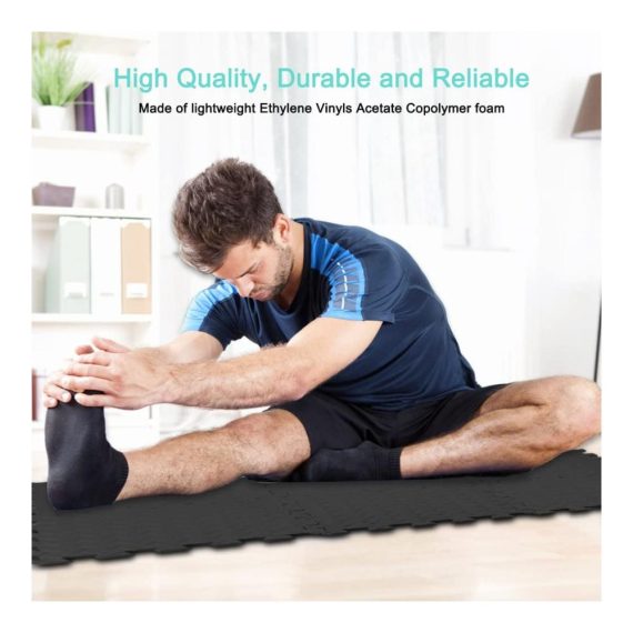 48 EVA Weichschaum Bodenmatten (60x60 cm) - Rutschfeste Spielplatzmatten für Fitnessstudio Yoga Garage - Puzzle-Bodenfliesen mit Dicke für Bodenschutz und Übungstraining