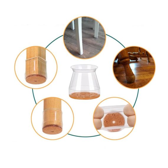 Premium Stuhlbeinkappen 32er Set transparente Schutzkappen mit Filz für Hartholzböden - Geräuschlos und kratzfrei (Passend für Stuhlbeine mit 14mm-19mm Durchmesser