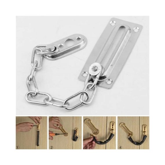 Edelstahl Türkette mit Schieberiegel für Zuhause - Sicherheitsschloss für Türen (18cm