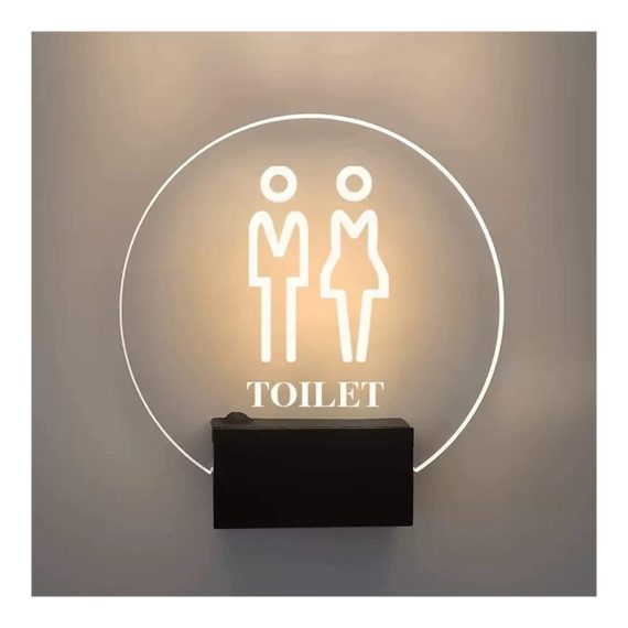 Beleuchtetes WC-Schild – Runde Namenstafeln für Büro Geschäft oder Zuhause – Wandmontage WC-Schilder für Männer und Frauen – Toilettenkennzeichnung 178 cm – Badezimmer-Schilder (Farbe A