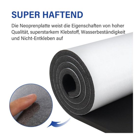 Selbstklebende Zellkautschukrolle 300mm(B) x3mm(D) x1.5m(L) - Multifunktionale Neopren-Schaumstoffplatte für DIY-Projekte (Schwarz