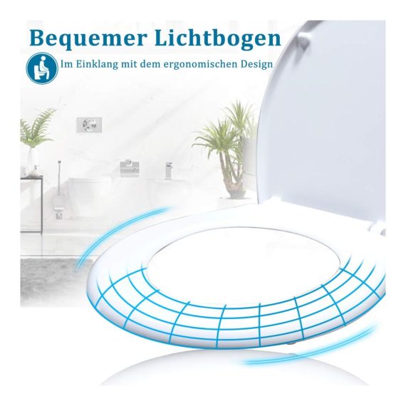 Absenkautomatik WC-Sitz aus robustem Hartplastik – Komfortabler Toilettendeckel für Standard-WCs (45 x 38cm) mit Wasser-Schutzsystem