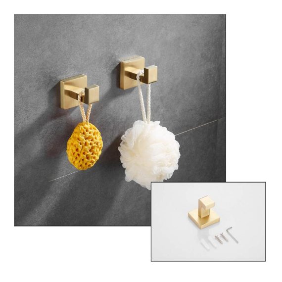 Badezimmer-Hardware-Set in gebürstetem Gold - Edelstahl 60 cm Handtuchstange 2 Handtuchhaken Toilettenpapierhalter & Handtuchhalter - Modernes Badezimmer-Zubehör GTS3190BG