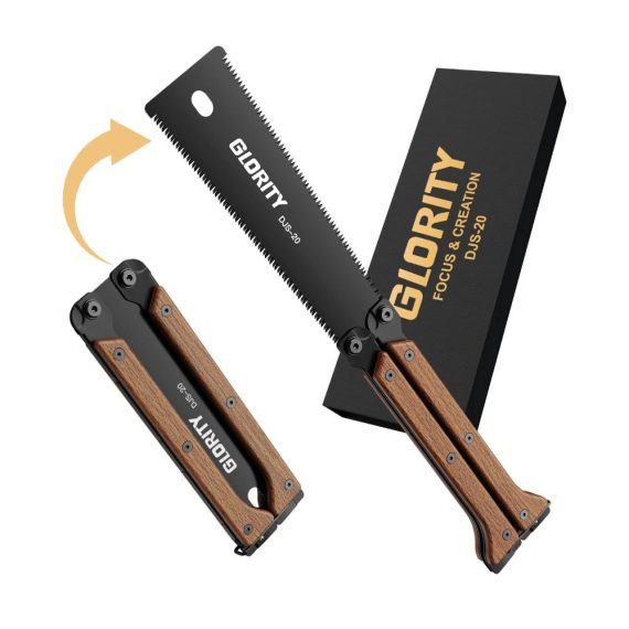 Japanische Klappsäge GLORITY 140mm - Präzise Handsäge für Holzbearbeitung & Heimwerkerprojekte Doppelkanten mit 13/14 TPI SK5 Karbonstahl Dreiseitiges Schleifzahndesign