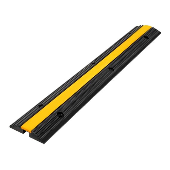 1-Kanal Kabelbrücke – Bodenabdeckungen 4 Stück Kabelschutzmatte Überfahrschutz aus Gummi für Parkplätze und Lagerhäuser – Modulares Design 100 x 15 x 25 cm Schwarz