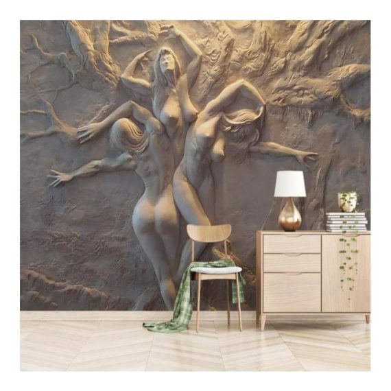 3D Effekt Fototapete Europäische Skulptur Wandbild für Wohnzimmer & Schlafzimmer - Moderne Wanddekoration 200cm x 150cm