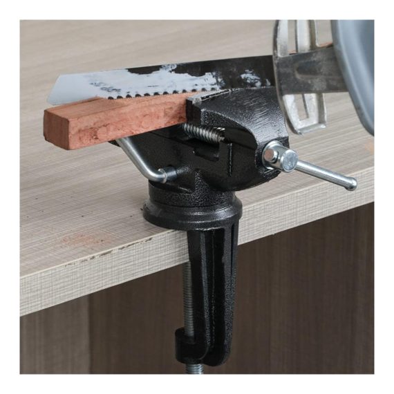 Drehbarer 80mm Stahlguss-Schraubstock für Holz- und Stahlverarbeitung mit Tischklemme und rutschfesten Backen