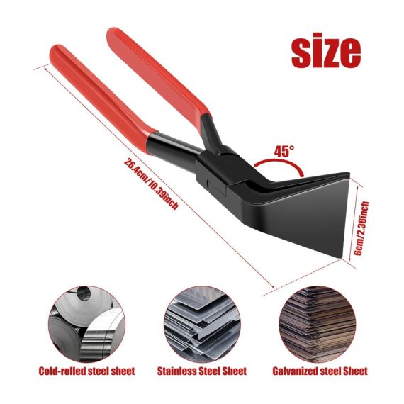 Blechzangen-Set mit Falzzange 45° 90° 180° Abkantzange 60 mm Rutschfester Griff - Profi-Werkzeug für präzises Biegen und Glätten von Blechen (Rot TD111