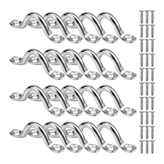 Schraubhaken Set M6 aus Edelstahl (20 Stück) - Fenderöse Pad Eye Decksplatte Ösen Halterung - Inklusive 40 Schrauben für vielseitige Anwendungen an Kajak Hängen und Befestigen