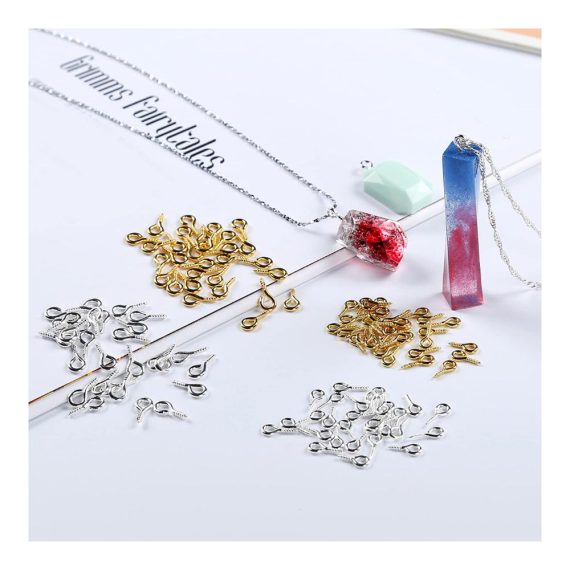 Augenbolzen Set 400 Stück - Schraubösen Ösenschrauben Ringschrauben für DIY Kunst Handwerk Schmuckherstellung - Kleine Augennadeln aus Metall in Silber und Gold