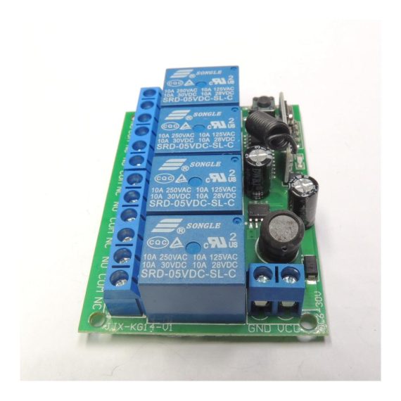 Garagentor-Zubehör 4-Kanal Funk-Fernbedienungsschalter Set mit 2 Sendern - DC 12V 24V 433Mhz Relais-Empfänger für Licht Motor Markise (10A DC 6-30V