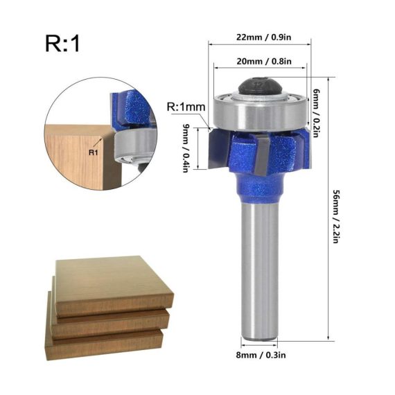 8mm Round Router Bit for Wood Grooves - Precision Edge Trimmer with 4 Teeth - Ideal for Electric Trimming or Engraving Machines