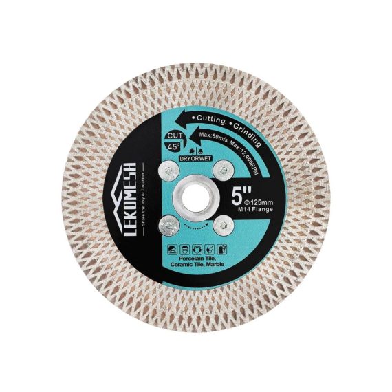 Diamant Trennscheibe 125mm für Präzisionsschnitte - Hochleistungs Doppelseitige Schleifscheibe für Porzellan Keramik Marmor Granit Kunststein - M14 Gewinde X-Masche inklusive