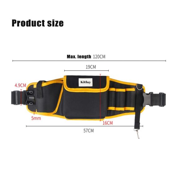 Werkzeuggürtel mit verstellbarem Gürtel - Professionelle Werkzeugtasche mit 5 Taschen für DIY Elektriker Zimmerleute Schreiner und Bauherren