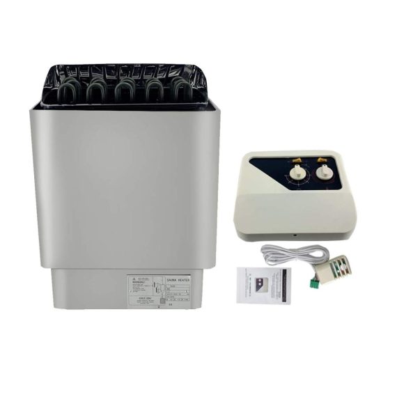 Cozyel 9KW Elektro Saunaofen - Wandmontage Edelstahlmantel Außensteuerung - Ideal für 9-14m³ Saunaräume Zuhause SPA & Dusche - 380V Trockensauna Heizung (32-210 ℉