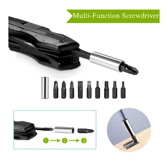 Multifunktionales ORSIFOW Taschenmesser 13-in-1 Multitool mit Zange Klappmesser Dosenöffner Schraubendreher und Mini LED-Taschenlampe – Ideales Camping- und Wanderausrüstungswerkzeug