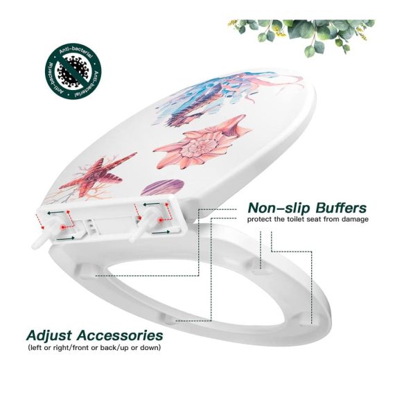 Meeresbewohner WC-Sitz mit Absenkautomatik aus pflegeleichtem Thermoplast - Komfortabler Toilettensitz mit stilvollem Klodeckel für Ihr Badezimmer