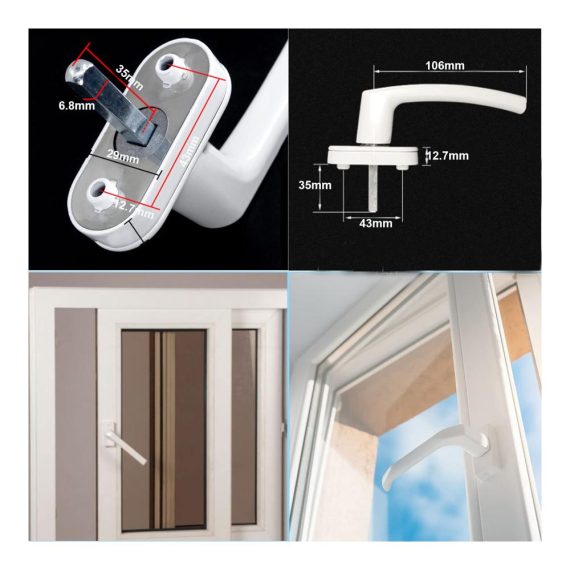 Aluminium Fenstergriff-Set in Weiß für sichere Fenster - 2 Stück