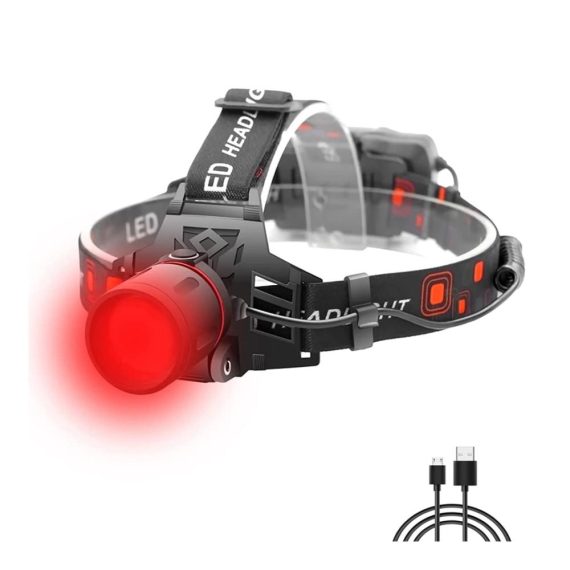 1000 Lumen Stirnlampe mit Rotlicht & Zoom | Wiederaufladbar für Jagd Camping & Astronomie - Outerdo LED Kopflampe