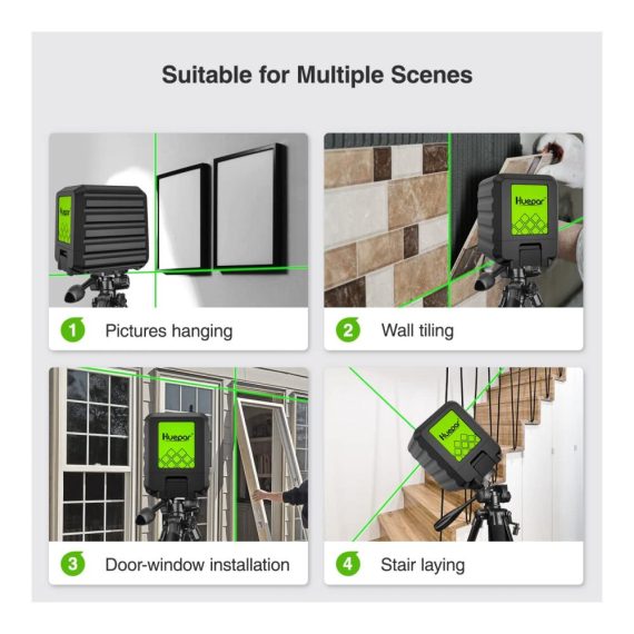 Grüner Kreuzlinien-Laser B011G für präzises Nivellieren – Ideal für Bildaufhängen und DIY-Anwendungen – Inklusive Batterie & Zubehör