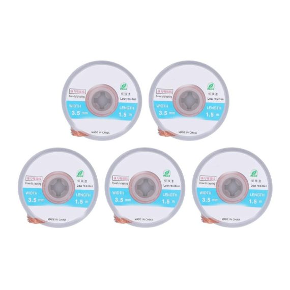 Elektronisches Lötzinn-Set Hochwertiges Lötdochtgeflecht aus Kupfer - 5 Stück 15m Länge 35mm Breite - Ideal zum präzisen Löten und Entlöten